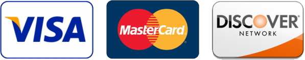 We accept Visa, Mastercard, and Discover